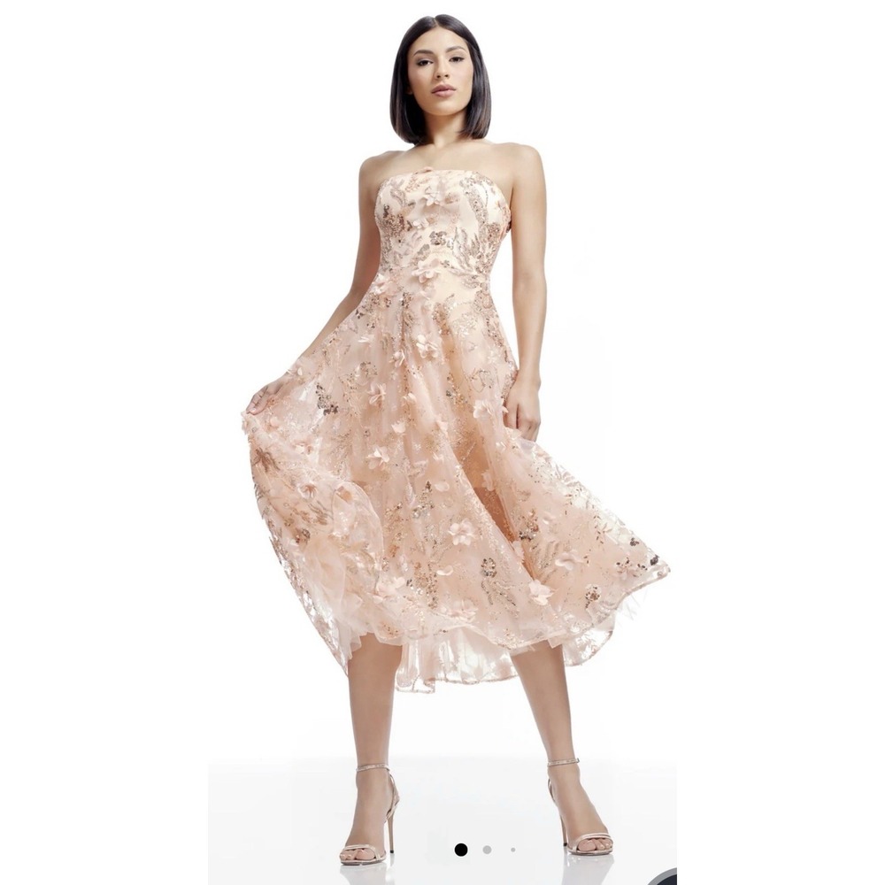 Dress The Population Kailyn Dress Size XL Mesh 3D Floral